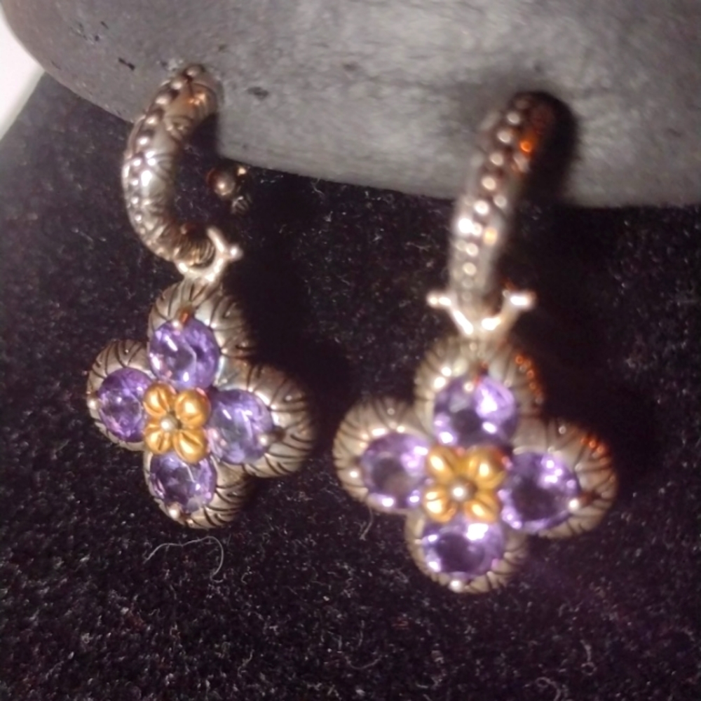 Barbara Bixby SS 18k Amethyst Flower Earrings